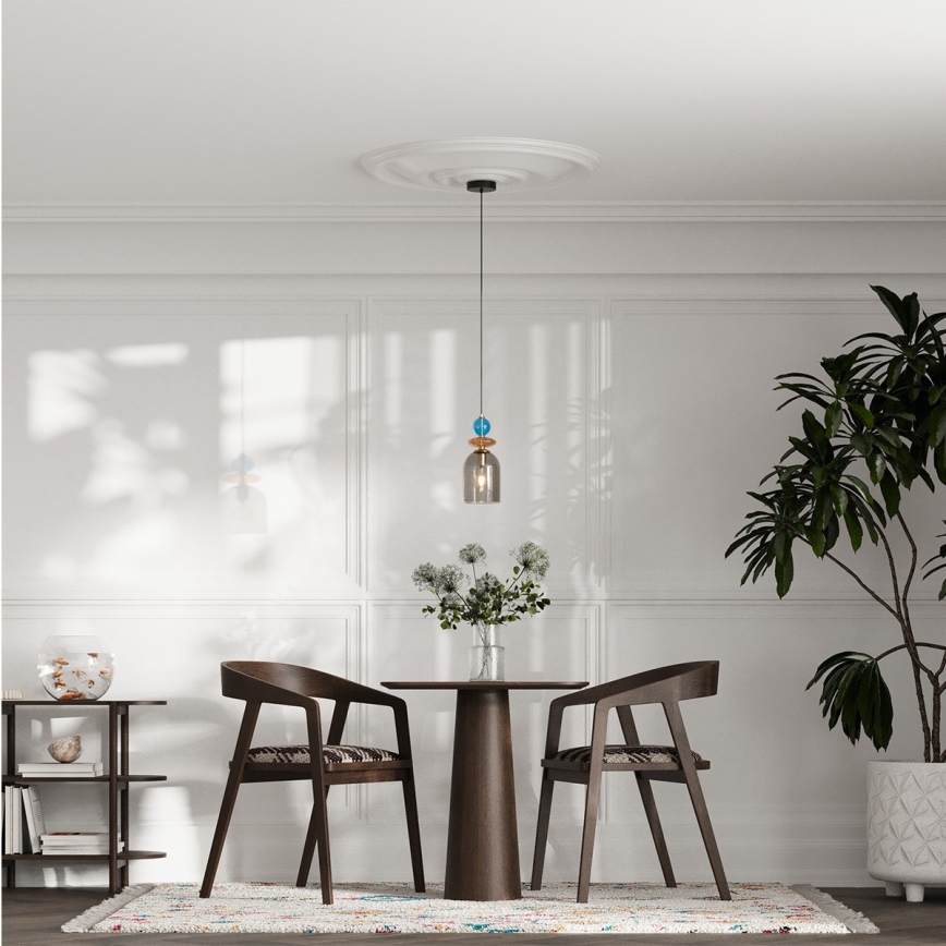 Lámpara colgante con cable TROPEA 1xE27/15W/230V negra/azul ahumado/beige