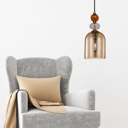 Lámpara colgante con cable TROPEA 1xE27/15W/230V negro/rojo ahumado/beige