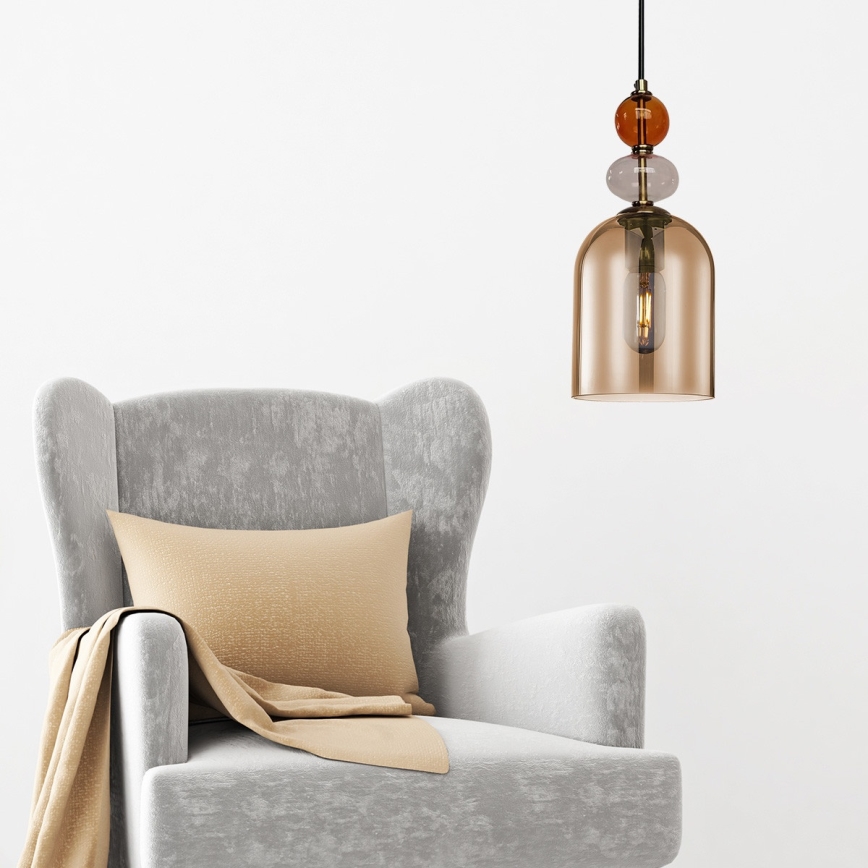 Lámpara colgante con cable TROPEA 1xE27/15W/230V negro/rojo ahumado/beige