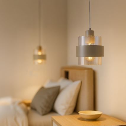Lámpara colgante con cable VALENTINO 1xE27/15W/230V beige/transparente
