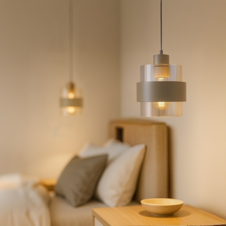 Lámpara colgante con cable VALENTINO 1xE27/15W/230V beige/transparente