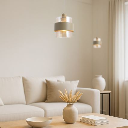 Lámpara colgante con cable VALENTINO 1xE27/15W/230V beige/transparente