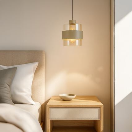Lámpara colgante con cable VALENTINO 1xE27/15W/230V beige/transparente