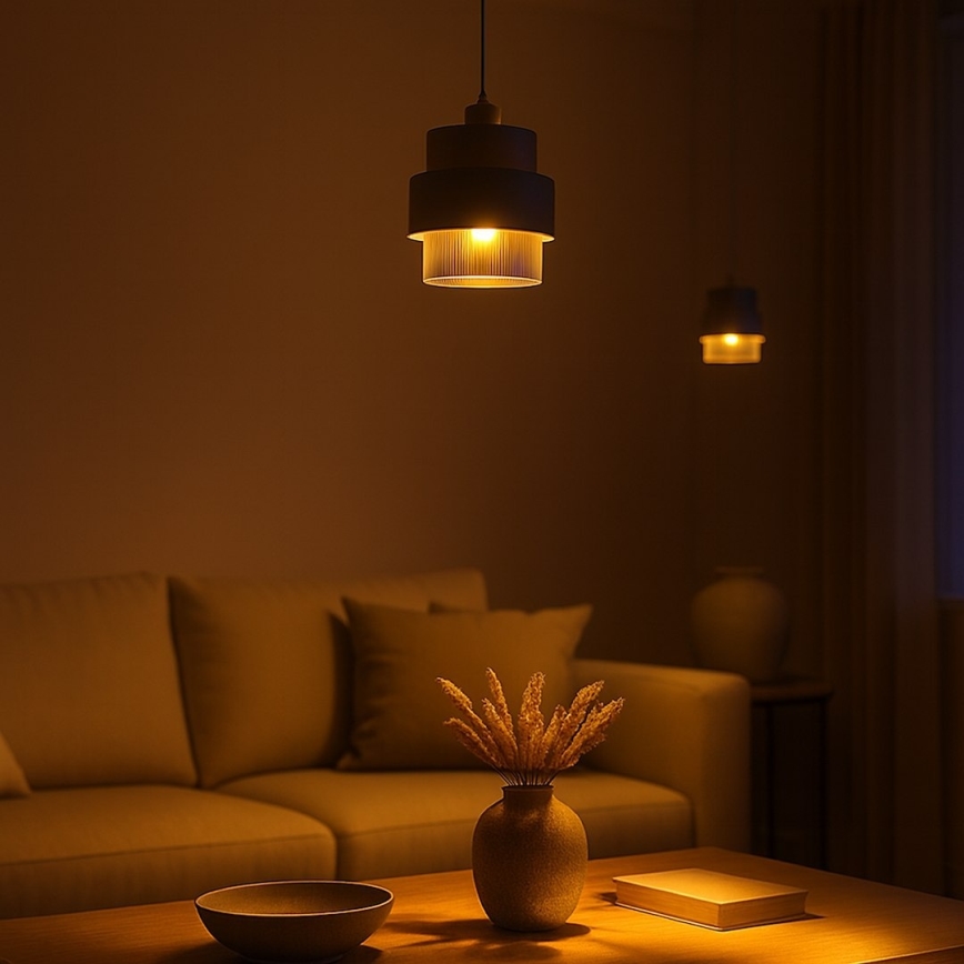 Lámpara colgante con cable VALENTINO 1xE27/15W/230V beige/transparente