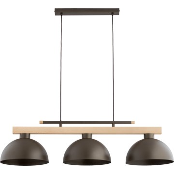 Lámpara colgante con cable VERTA 3xE27/15W/230V marrón/beige