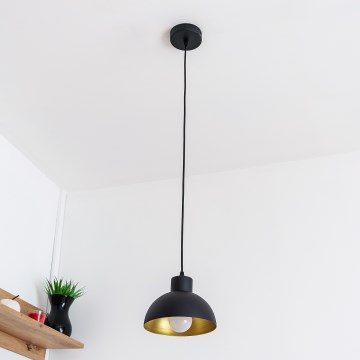 Lámpara colgante con cable VESPER 1xE27/15W/230 Ø 18 cm negro/dorado