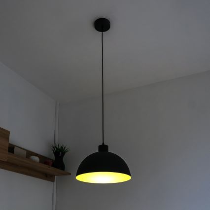 Lámpara colgante con cable VESPER 1xE27/15W/230 Ø 18 cm negro/dorado