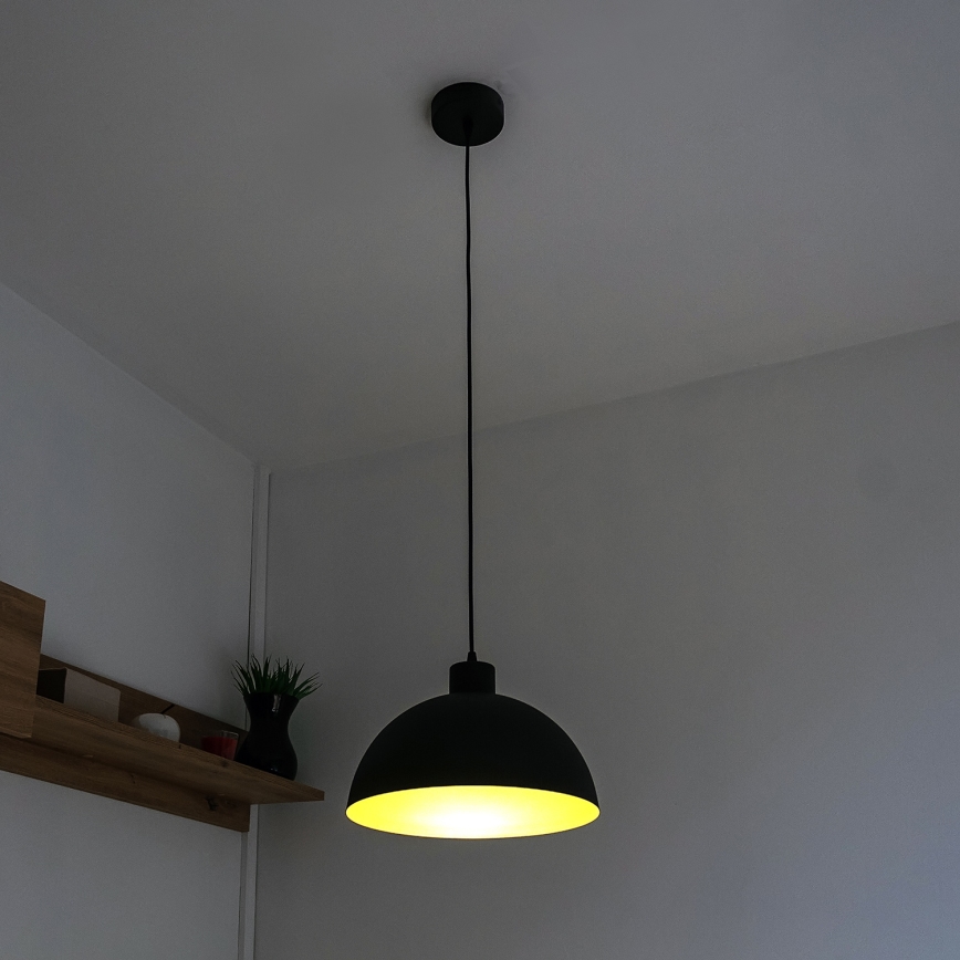 Lámpara colgante con cable VESPER 1xE27/15W/230 Ø 18 cm negro/dorado