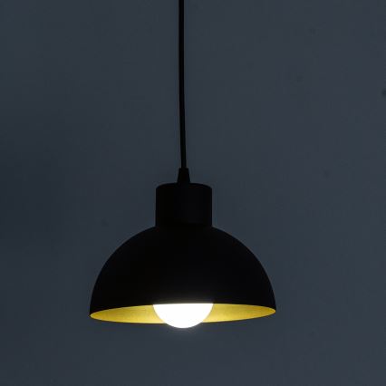 Lámpara colgante con cable VESPER 1xE27/15W/230 Ø 18 cm negro/dorado