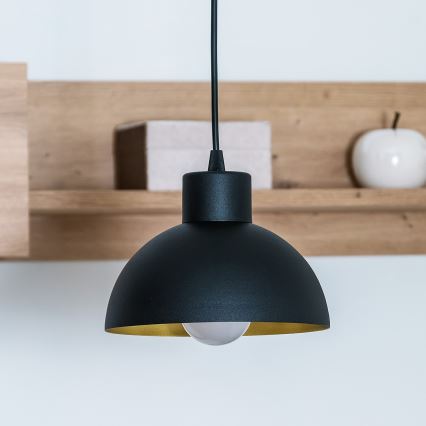 Lámpara colgante con cable VESPER 1xE27/15W/230 Ø 18 cm negro/dorado