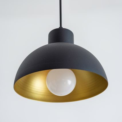 Lámpara colgante con cable VESPER 1xE27/15W/230 Ø 18 cm negro/dorado