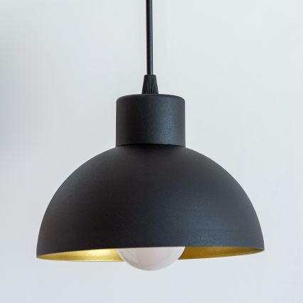 Lámpara colgante con cable VESPER 1xE27/15W/230 Ø 18 cm negro/dorado