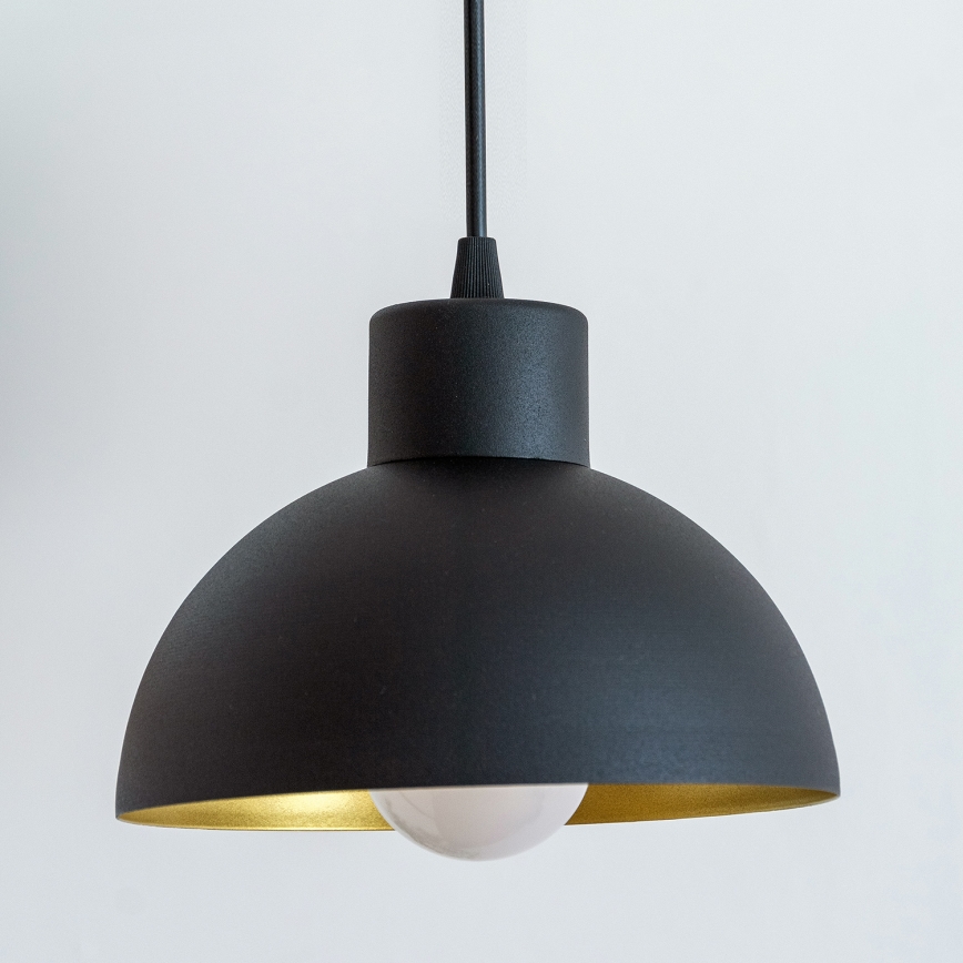 Lámpara colgante con cable VESPER 1xE27/15W/230 Ø 18 cm negro/dorado