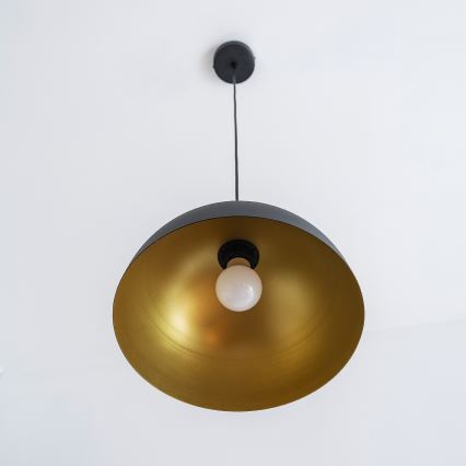 Lámpara colgante con cable VESPER 1xE27/15W/230 Ø 30 cm negra/dorada