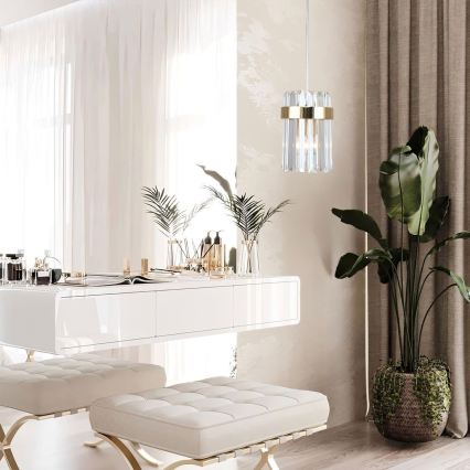 Lámpara colgante con cable VETRO 1xE14/10W/230V dorada