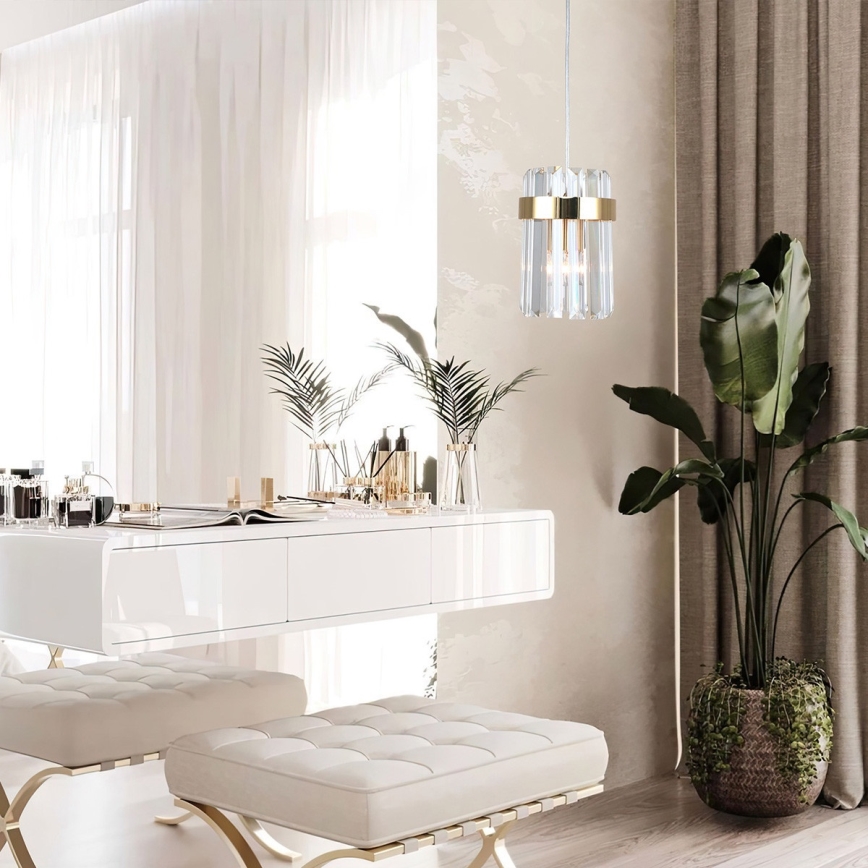 Lámpara colgante con cable VETRO 1xE14/10W/230V dorada