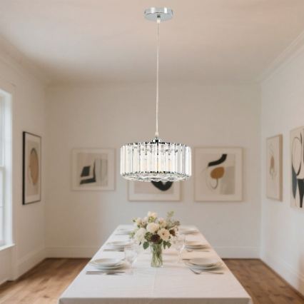 Lámpara colgante con cable VETRO 1xE27/60W/230V cromo brillante