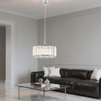 Lámpara colgante con cable VETRO 1xE27/60W/230V cromo brillante