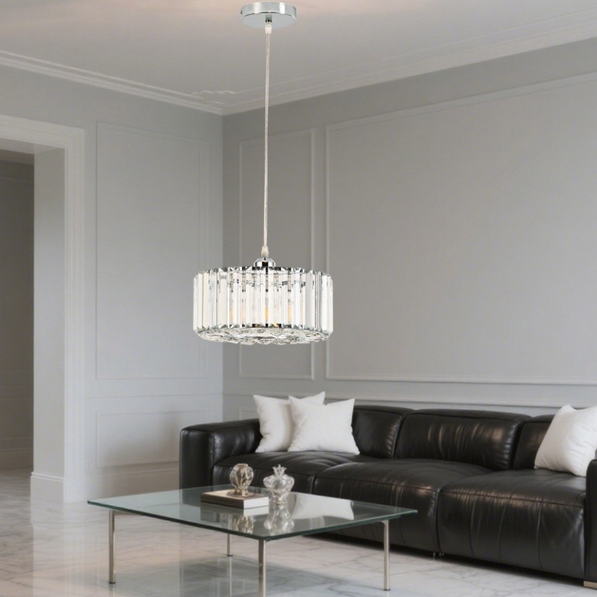 Lámpara colgante con cable VETRO 1xE27/60W/230V cromo brillante