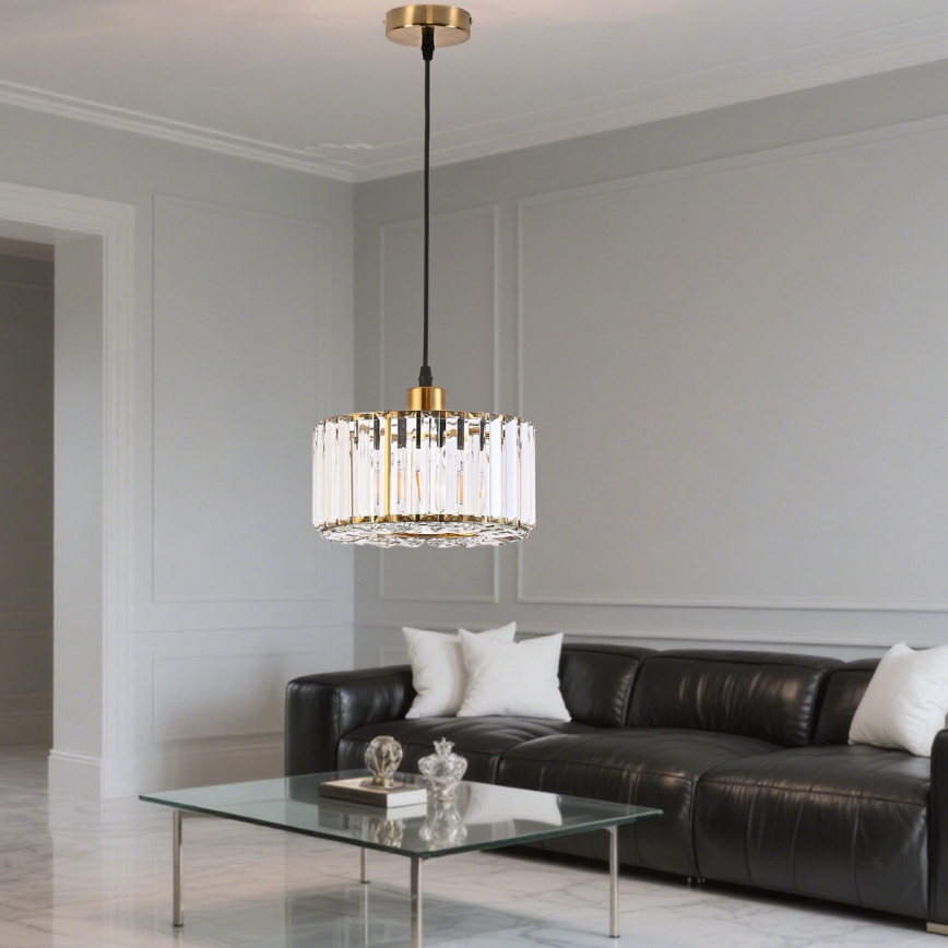 Lámpara colgante con cable VETRO 1xE27/60W/230V dorada