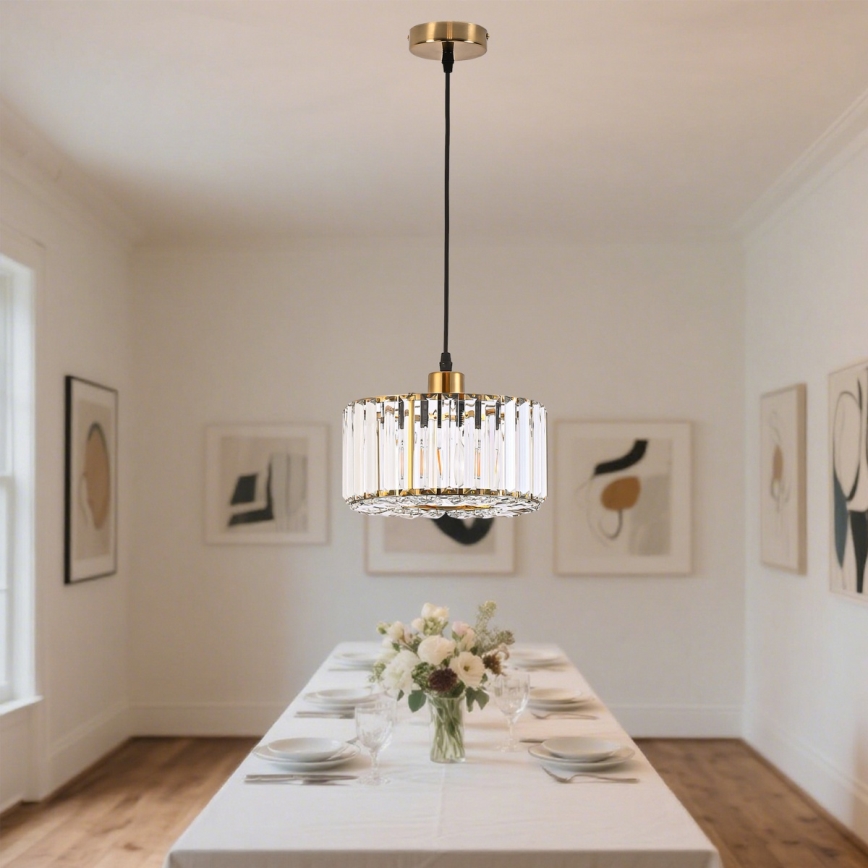 Lámpara colgante con cable VETRO 1xE27/60W/230V dorada