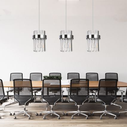 Lámpara colgante con cable VETRO 3xE14/10W/230V cromo brillante