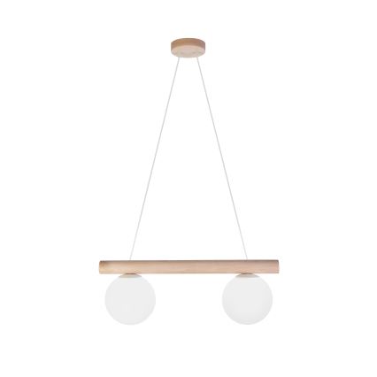Lámpara colgante con cable WOODSTOCK 2xE27/15W/230V madera/crema