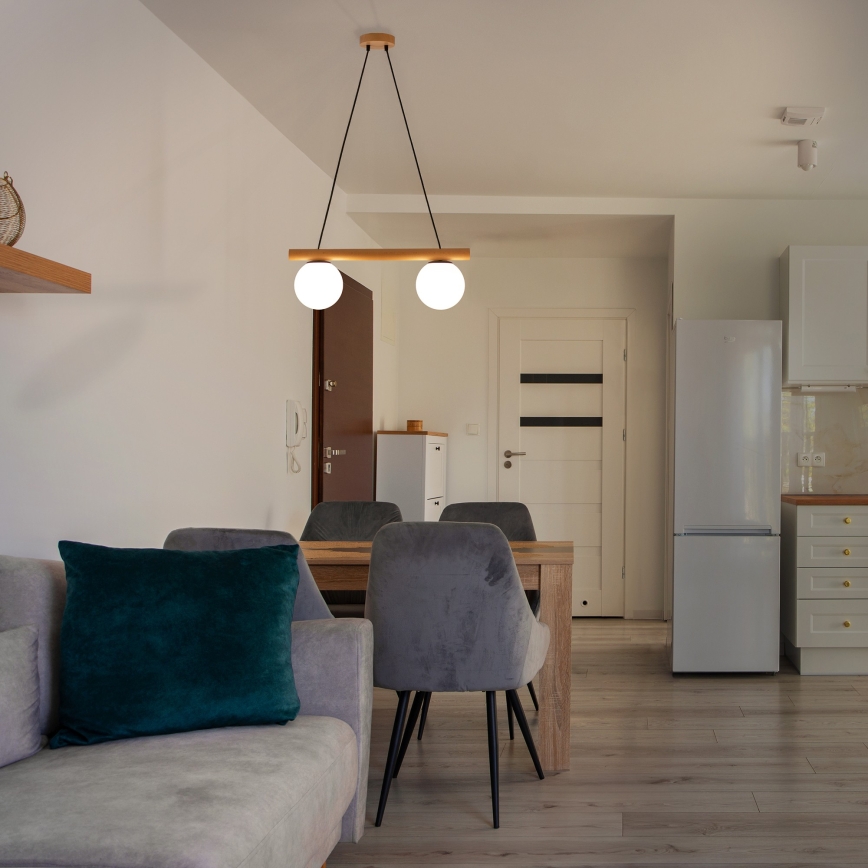 Lámpara colgante con cable WOODSTOCK 2xE27/15W/230V madera/negro