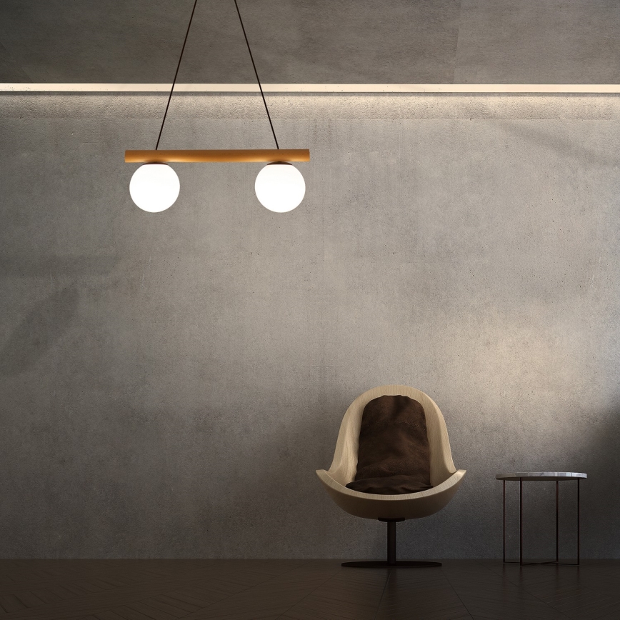 Lámpara colgante con cable WOODSTOCK 2xE27/15W/230V madera/negro