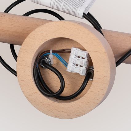 Lámpara colgante con cable WOODSTOCK 2xE27/15W/230V madera/negro