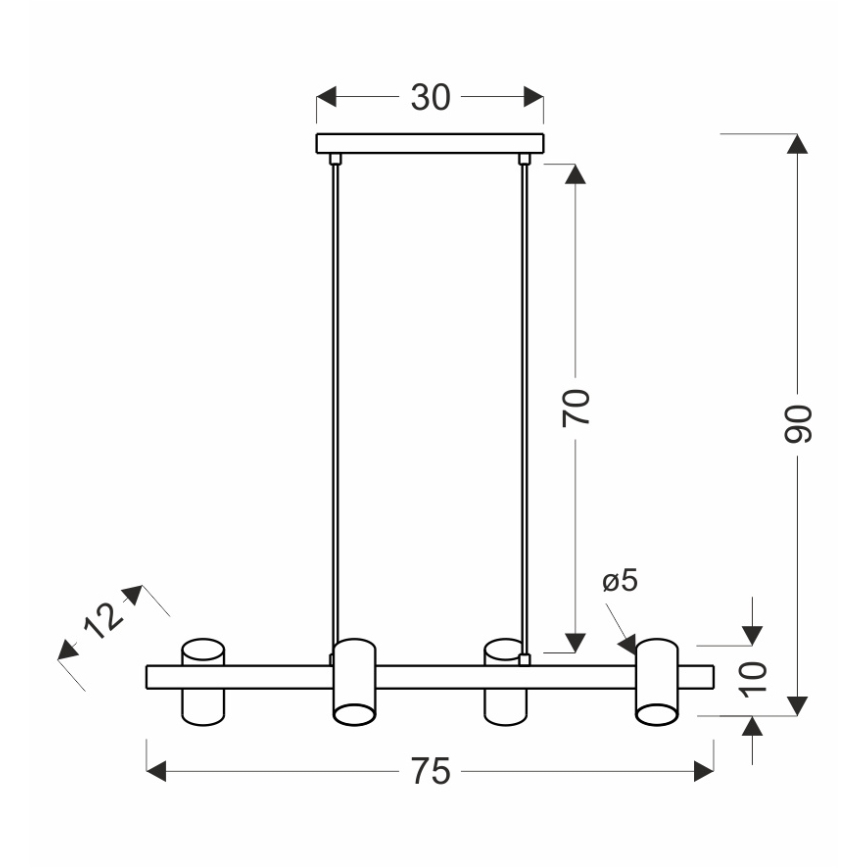 Lámpara colgante con cable XILO 4xGU10/25W/230V haya/blanco