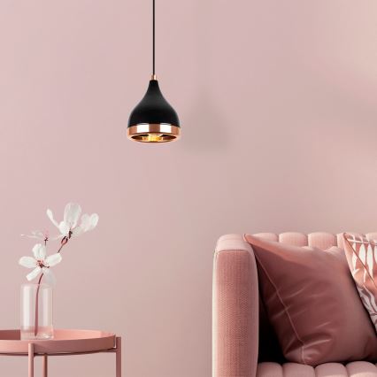 Lámpara colgante con cable YILDO 1xE27/40W/230V negro/cobre