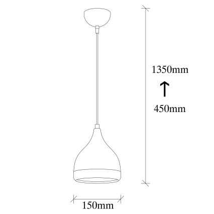 Lámpara colgante con cable YILDO 1xE27/40W/230V negro/cobre