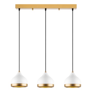 Lámpara colgante con cable YILDO 3xE27/40W/230V blanca/dorada