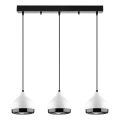 Lámpara colgante con cable YILDO 3xE27/40W/230V blanco/negro