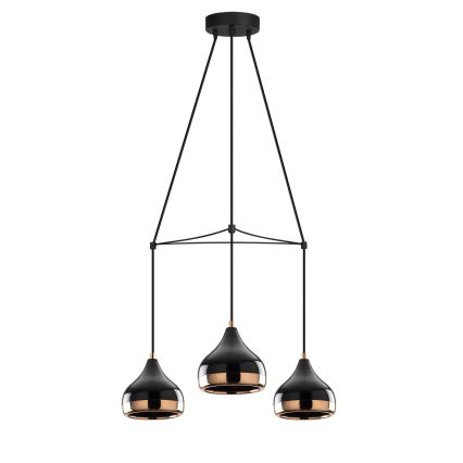 Lámpara colgante con cable YILDO 3xE27/40W/230V negro/cobre