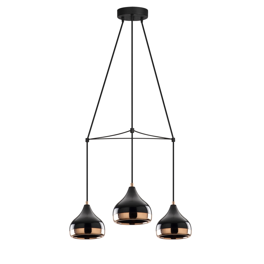Lámpara colgante con cable YILDO 3xE27/40W/230V negro/cobre