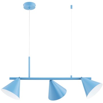 Lámpara colgante con cable ZELTA 3xE27/15W/230V, azul