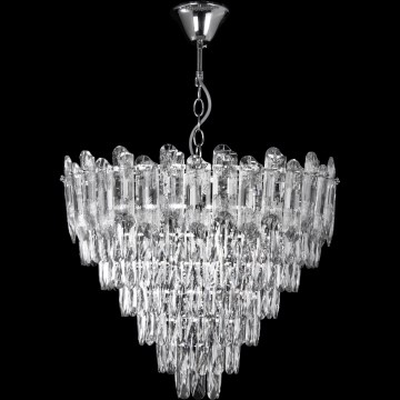 Lámpara colgante con cadena 11x E27/60W/230V + 7x LED/6W, diámetro 60 cm, cromo brillante
