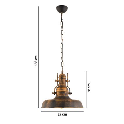 Lámpara colgante con cadena 1xE27/40W/230V bronce