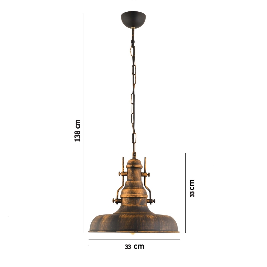 Lámpara colgante con cadena 1xE27/40W/230V bronce