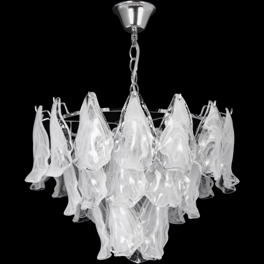 Lámpara colgante con cadena 4xE27/60W/230V diá. 40 cm cromo brillante/blanco
