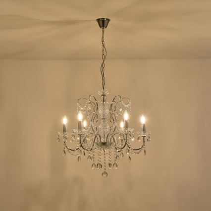 Lámpara colgante con cadena 6xE14/15W/230V