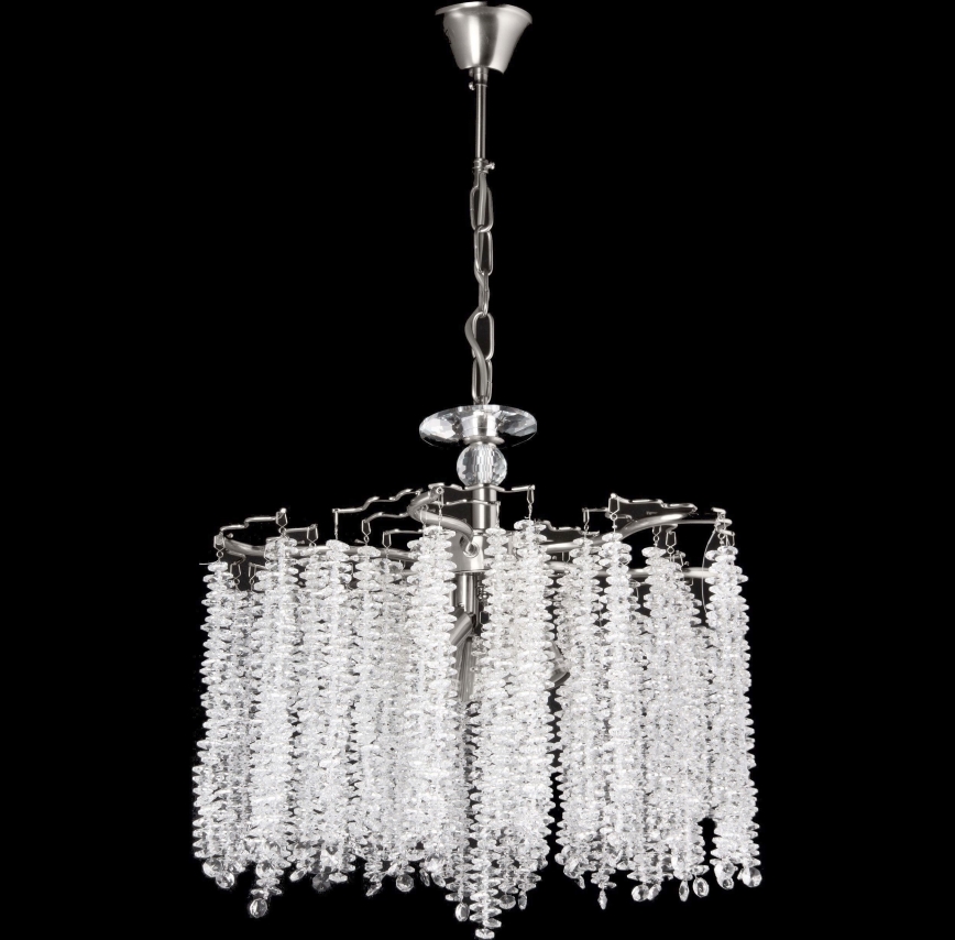 Lámpara colgante con cadena 6xE14/60W/230V diá. 46 cm cromo brillante