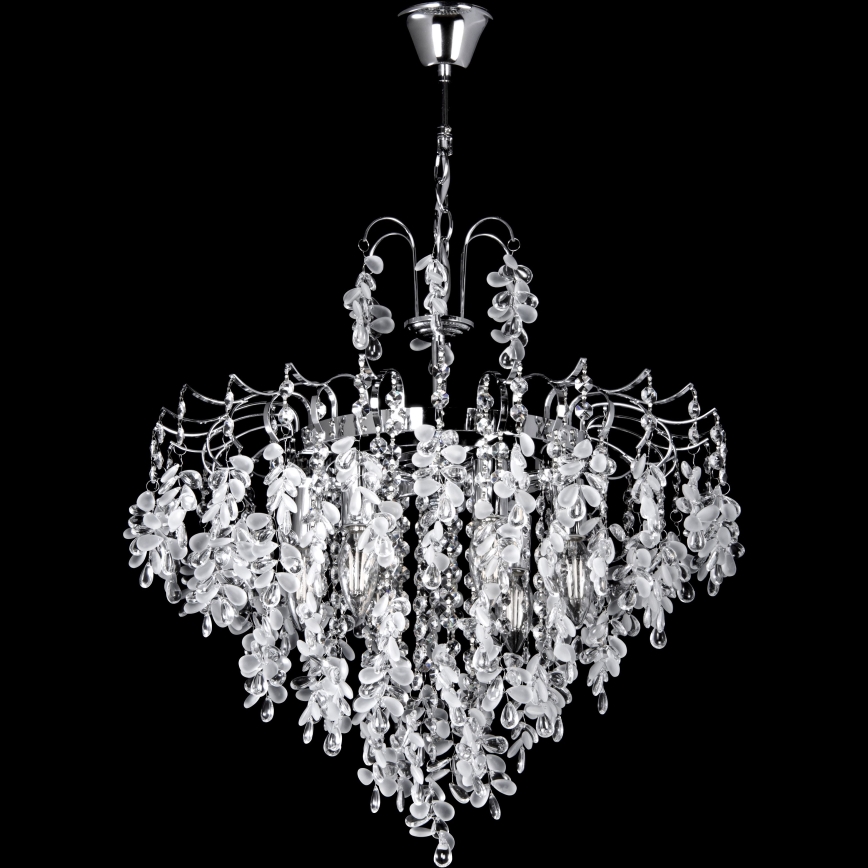 Lámpara colgante con cadena 6xE14/60W/230V diá. 50 cm cromo brillante