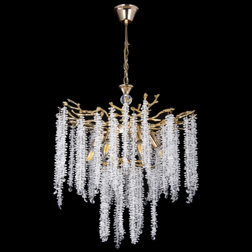 Lámpara colgante con cadena 6xE14/60W/230V diá. 53 cm dorado