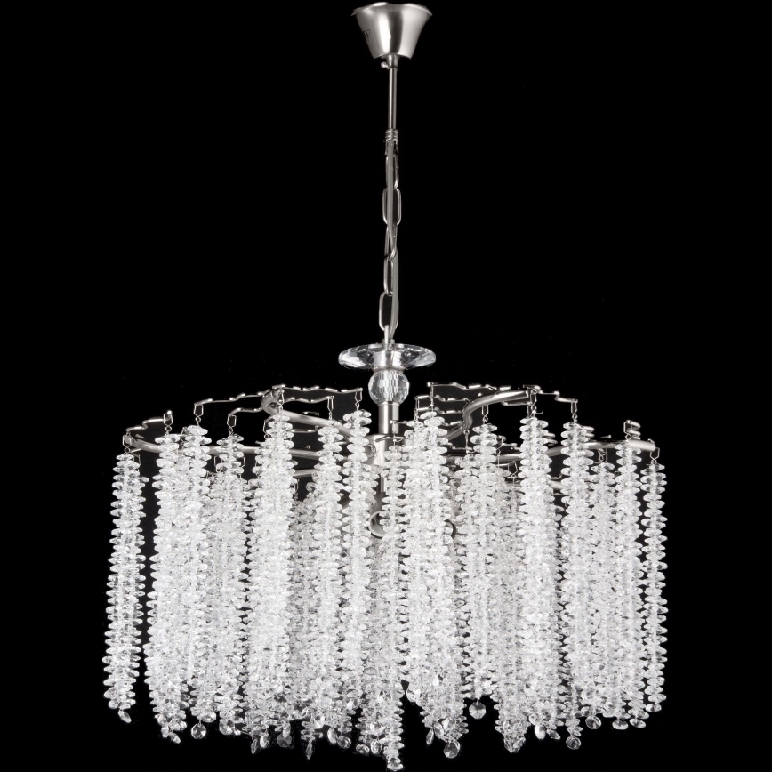 Lámpara colgante con cadena 7xE14/60W/230V diá. 54 cm cromo brillante