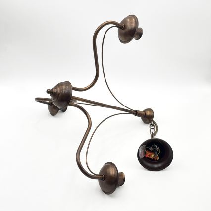 Lámpara colgante con cadena ANTON, 3x E14/15W/230V, acabado en bronce