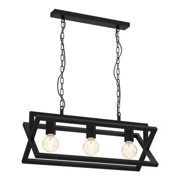 Lámpara colgante con cadena ARNOLD 3xE27/60W/230V negro
