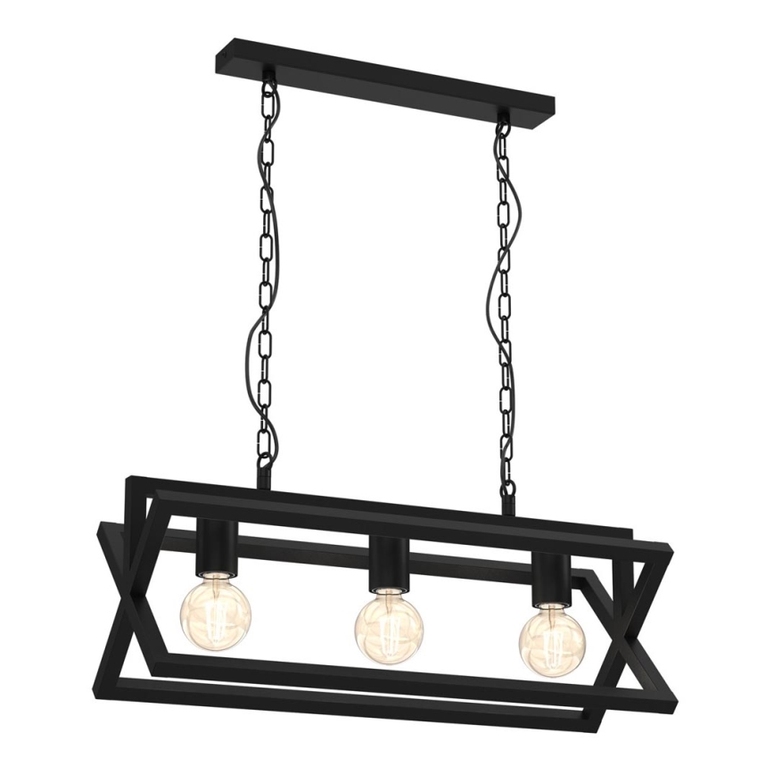 Lámpara colgante con cadena ARNOLD 3xE27/60W/230V negro
